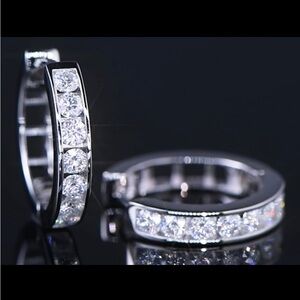 Certified 1 Carat Diamond Hoop Earrings ~ Dainty 18k White Gold Huggie Hoops